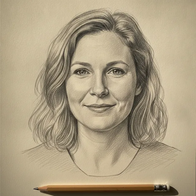Pencil sketch of a woman